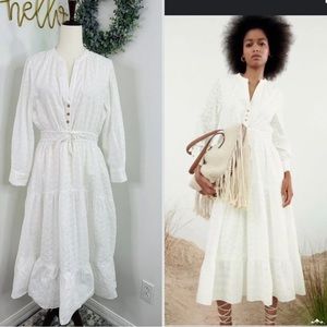 White maxi eyelet lace zara dress